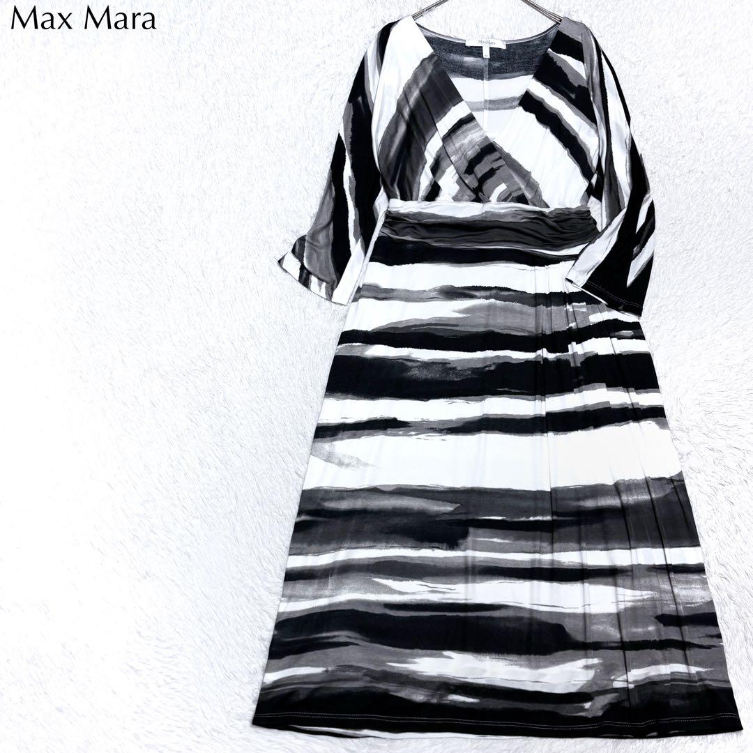 美品】マックスマーラ 高級 白タグ とろみ 切り替え ワンピース 上品