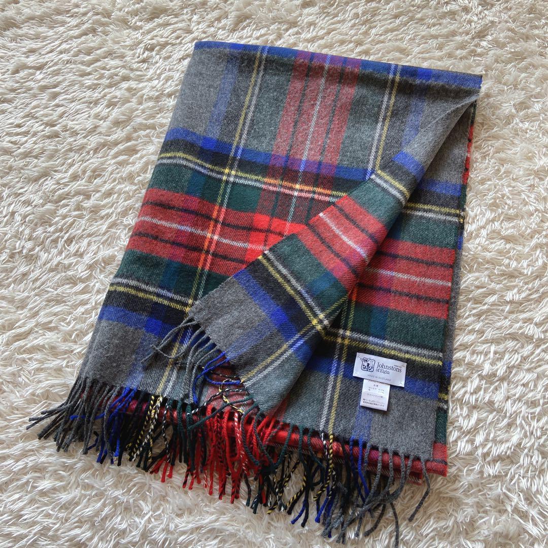 美品 ジョンストンズ カシミヤ大判ストール グレースチュワート
