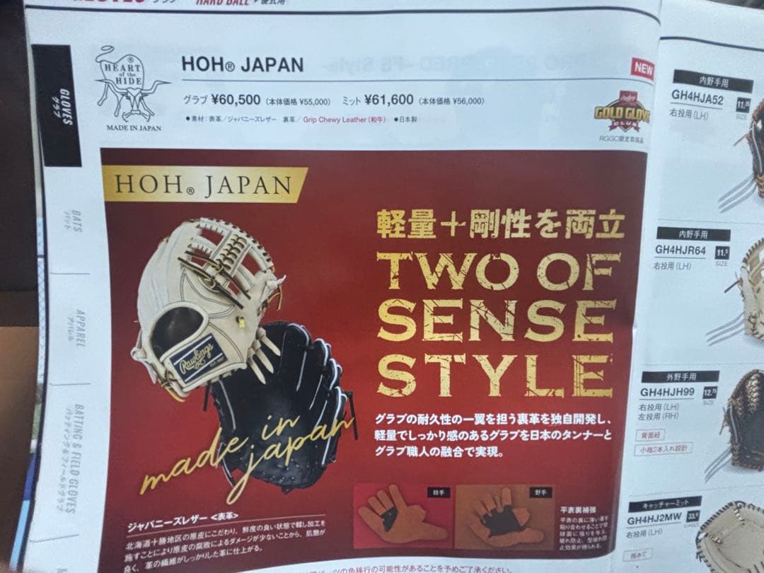 Rawlings HOHソフトボール使用 外野用硬式野球グローブ キャメル