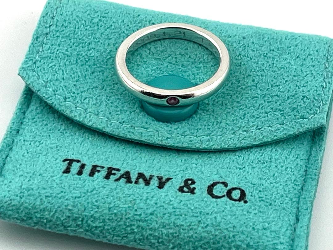 h968 ティファニー スタッキングバンド ピンクサファイア リング 約5号