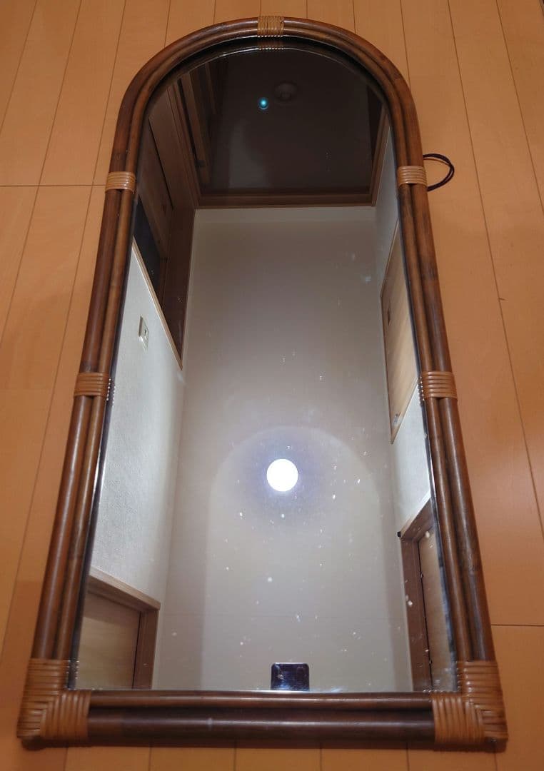 ラタン 藤 ウォールミラー 姿見 全身鏡 ヴィンテージ - メルカリ