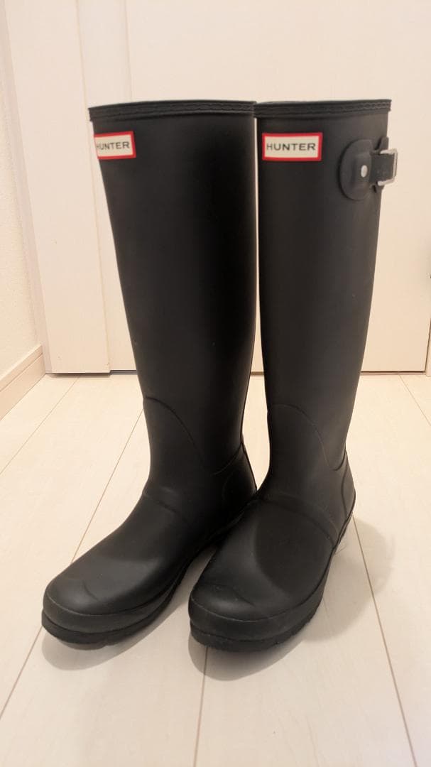 HUNTER ブラック ロングブーツ UK6 25cm 長靴 着用1回 - メルカリ
