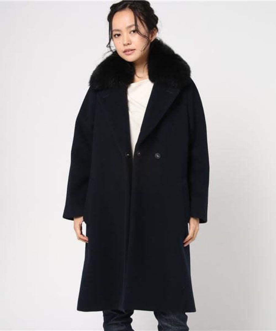 ANAYI ダブルビーバー ファー付きコート 中古・古着通販】ANAYI (アナイ) ダブルビーバーファー付きコート