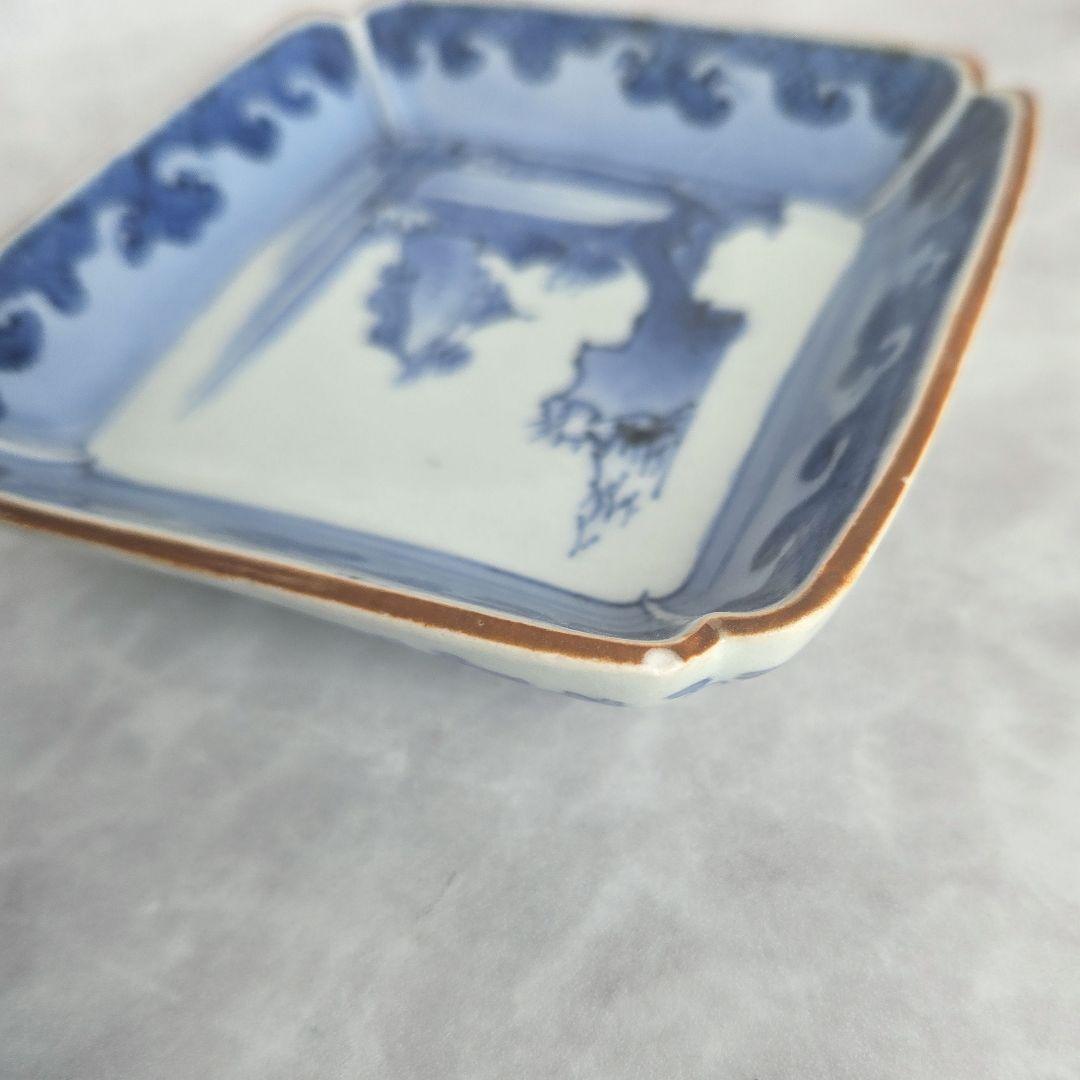 古伊万里 染付 小皿 江戸時代 骨董 金直し 金継ぎ アンティーク 花唐草