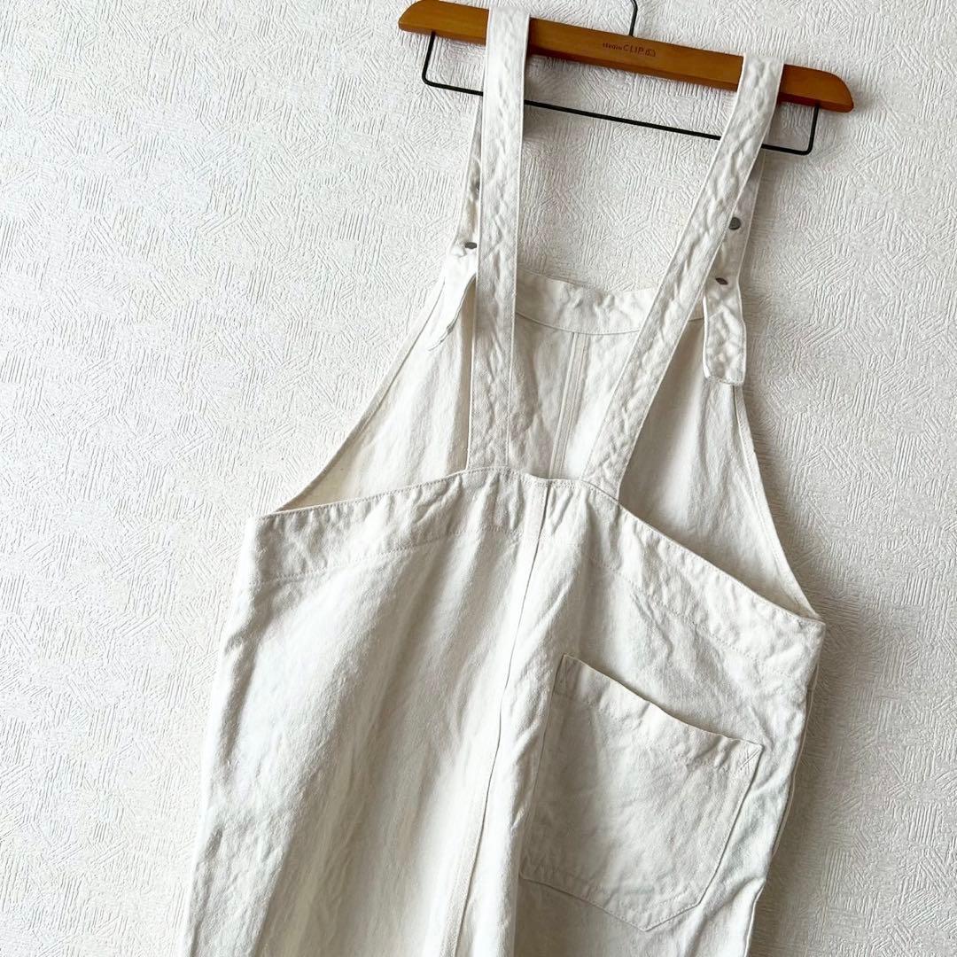 R&D.M.Co- リネンキャンバスファームパンツ オーバーオール ホワイト