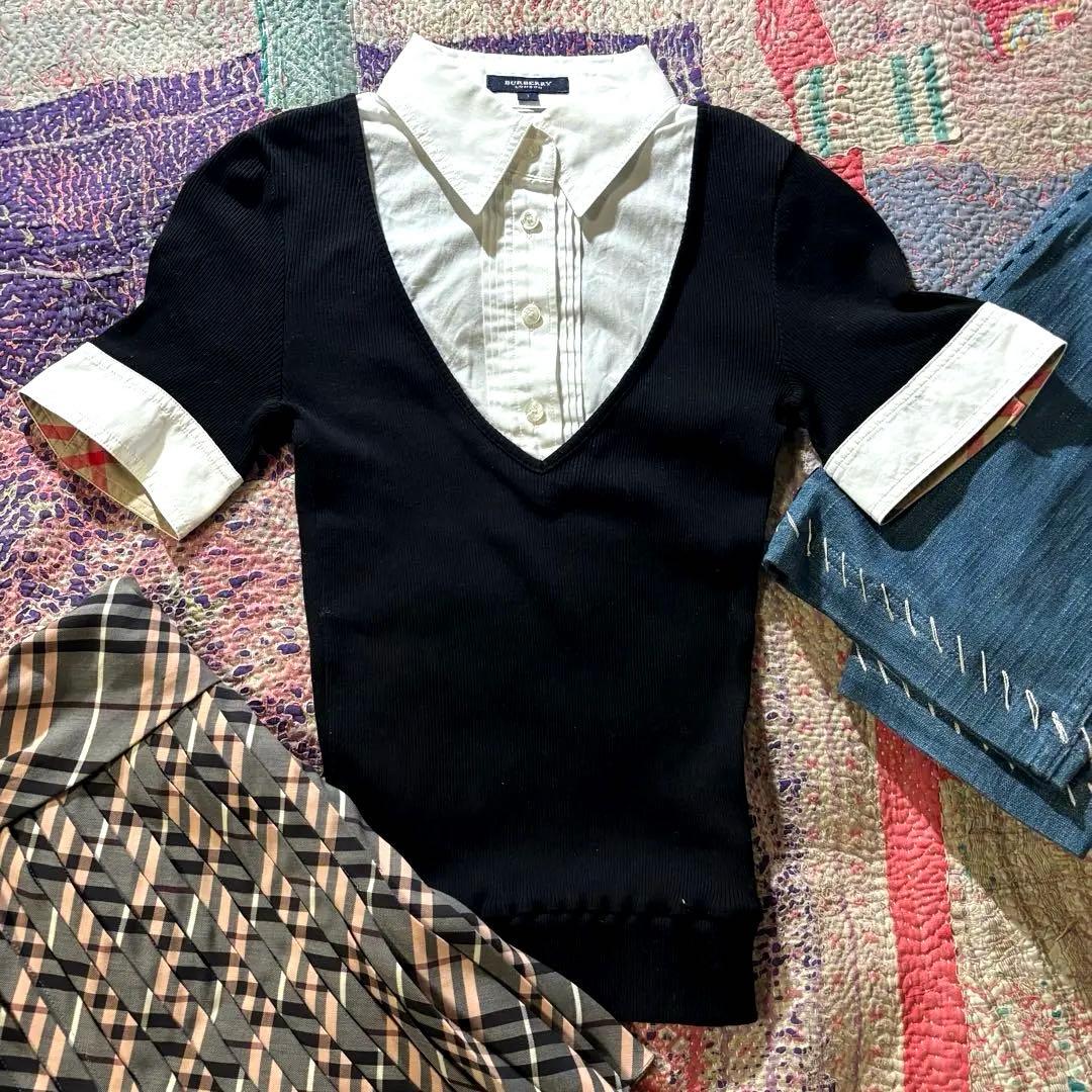 美品】burberry フリルブラウス ノバチェック y2k 平成 バレエコア