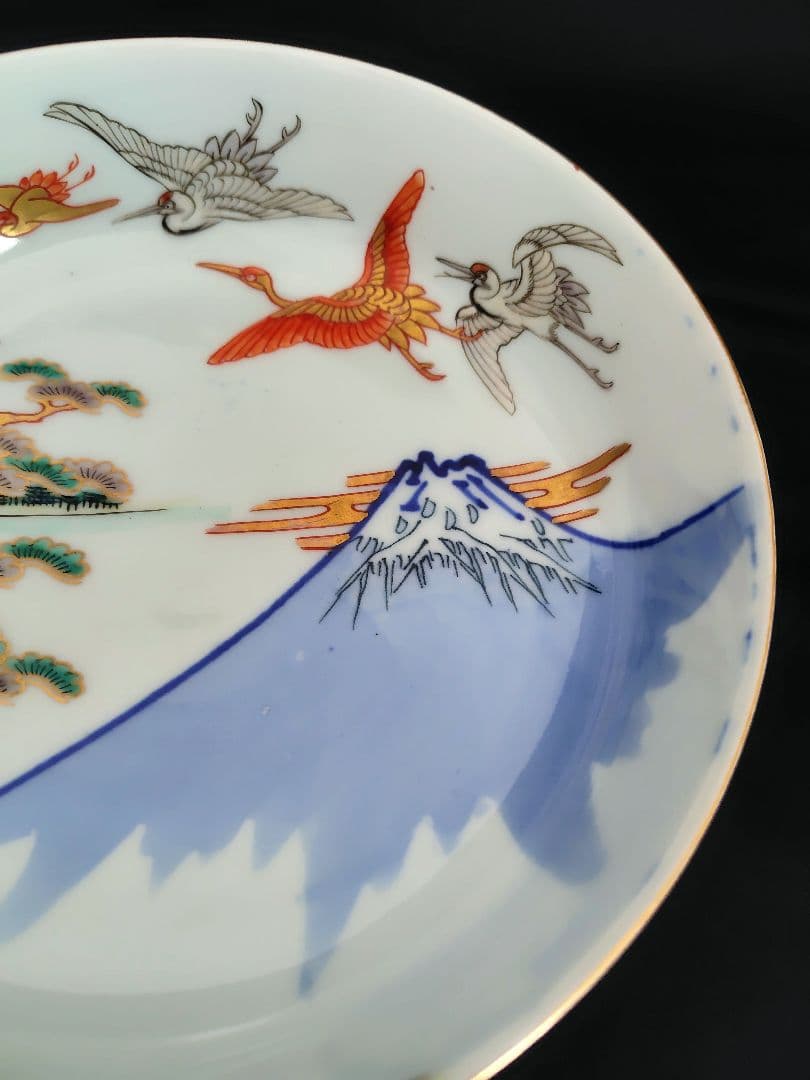 古伊万里 アンティーク 大鉢大小セット『松 鶴 富士 波 宝舟』明治大正