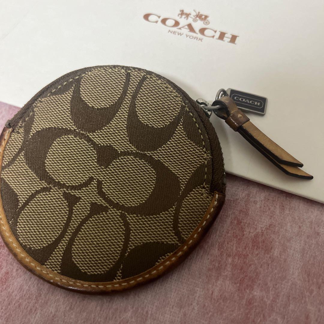 COACH コーチ コインケース 小銭入れ 丸型 シグネチャー ウォレット