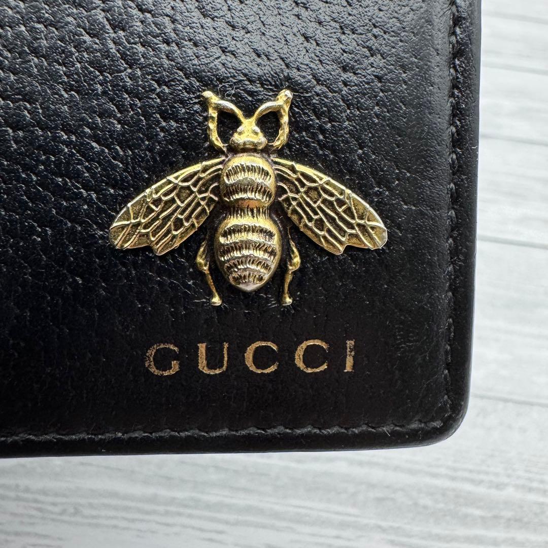 美品】GUCCI 二つ折り財布 アニマリエ ビー 蜂 レザー ブラック - メルカリ