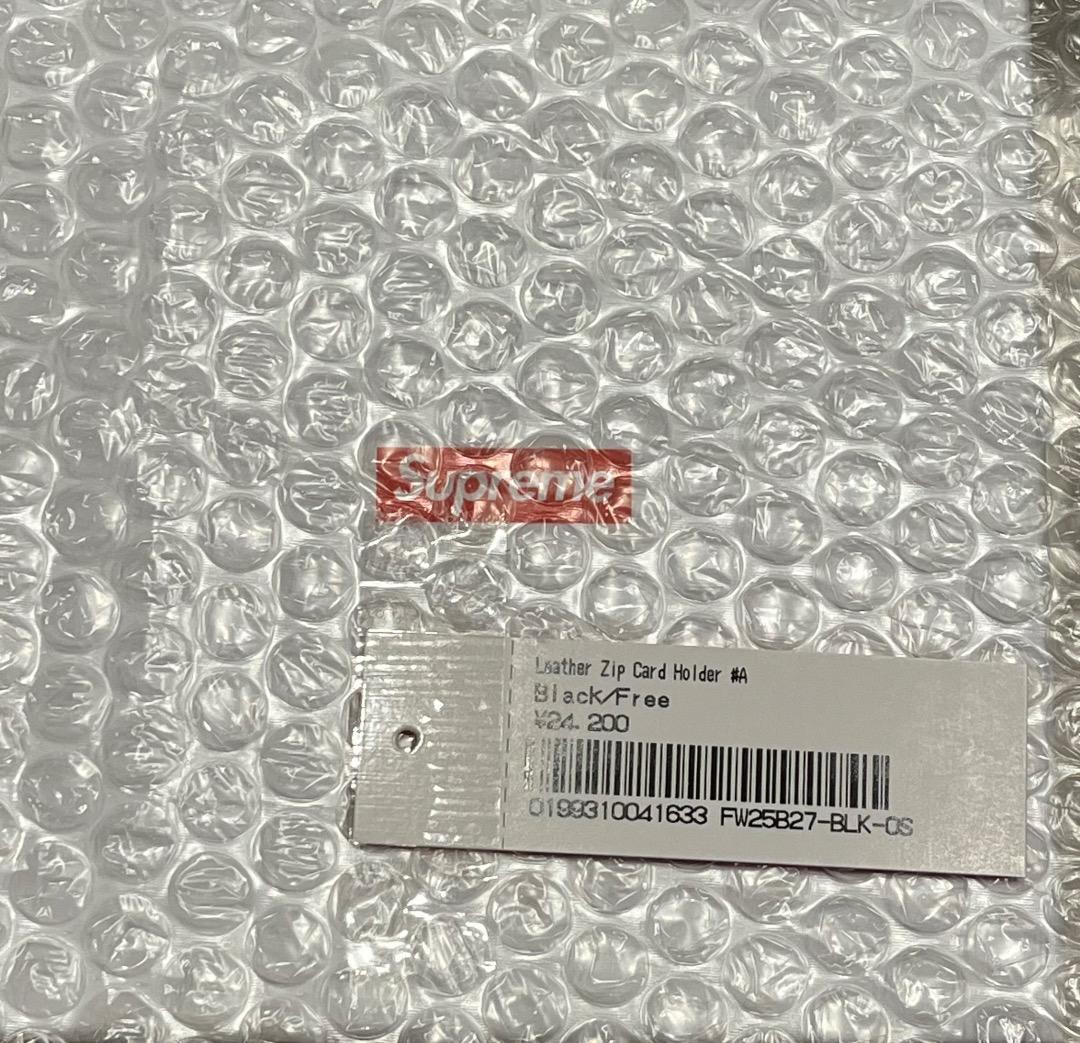 小物 Supreme Leather Zip Card Holder \"Black\"