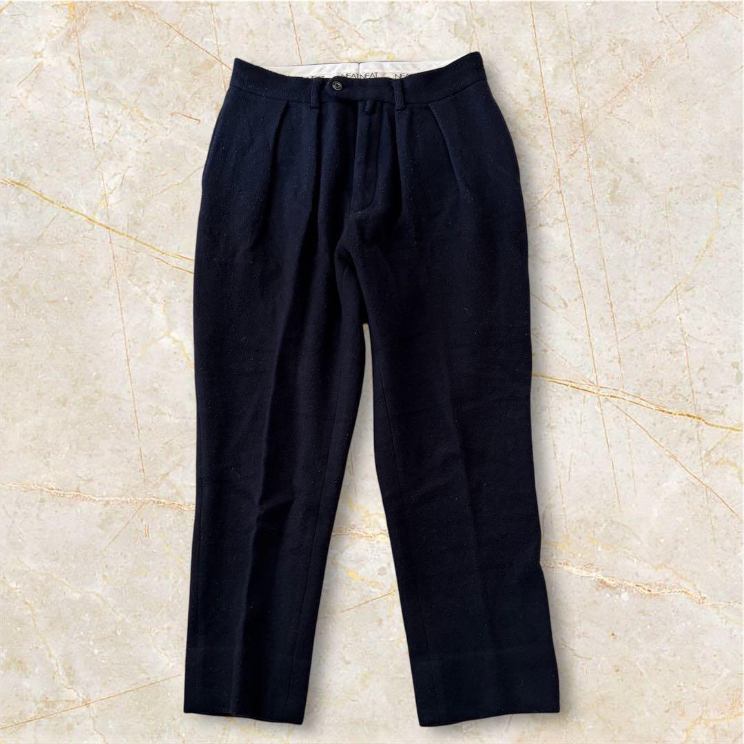 肉厚 NEAT メルトンウール テーパード スラックス 極暖 ブラック系