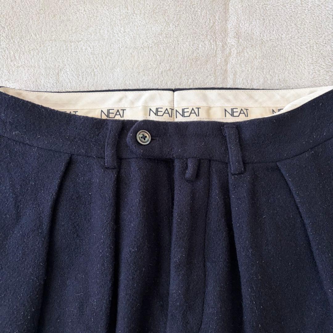 肉厚 NEAT メルトンウール テーパード スラックス 極暖 ブラック系