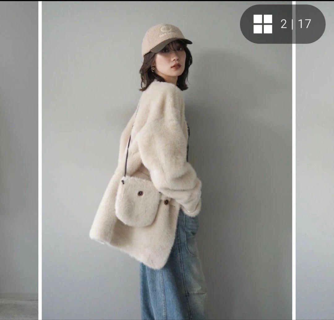 Lumier バッグ付エコファーノーカラーコート/カラーbeige - メルカリ