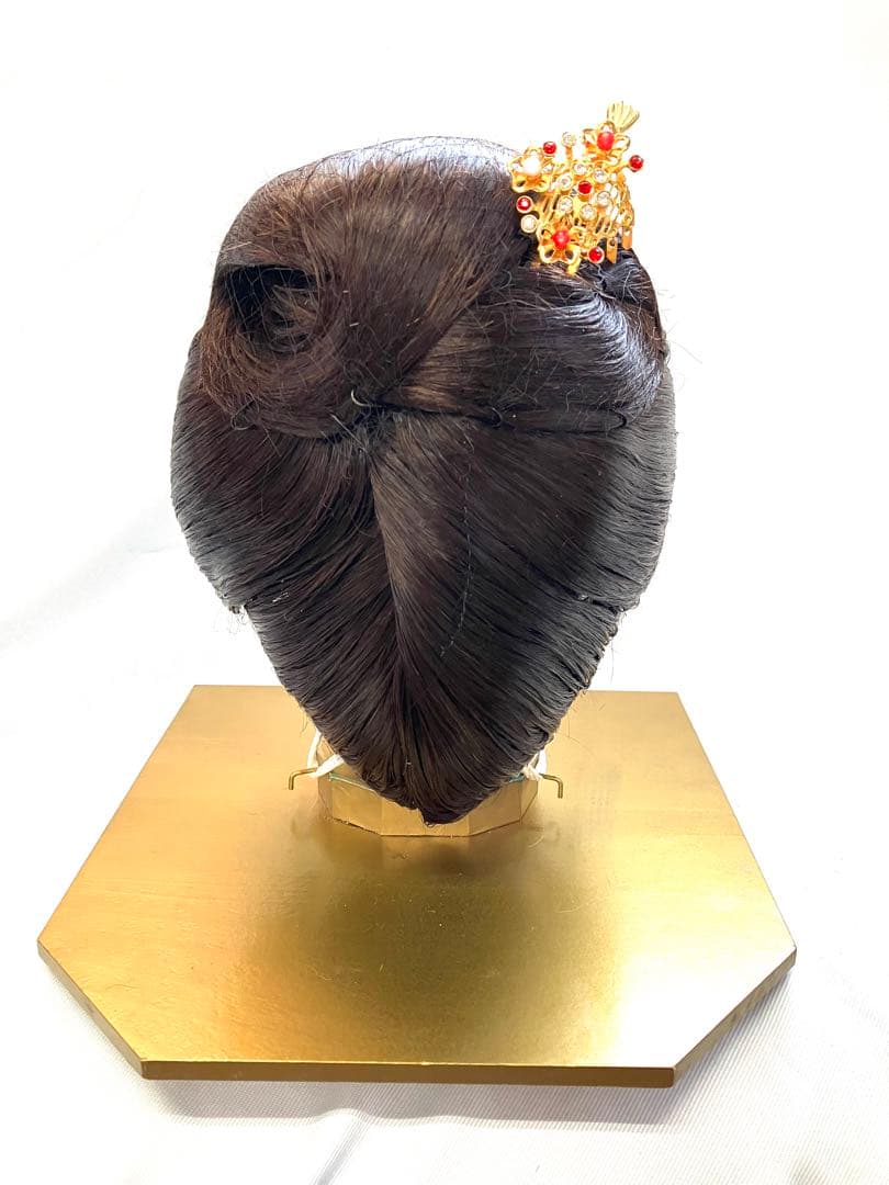 夜会巻き(自然色)中大サイズ、中古舞踊かつら、日本髪かつら、大衆演劇