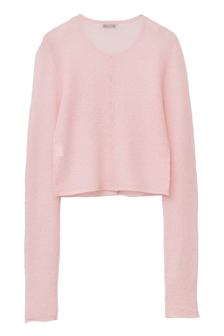 クラネ SHEER ROLLED EDGE KNIT CARDIGAN ピンク - メルカリ