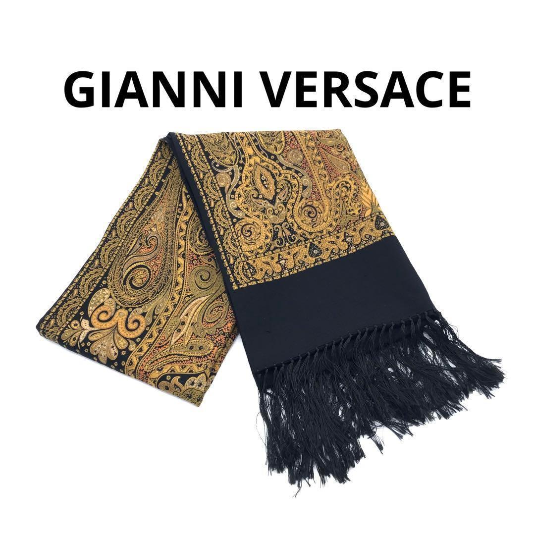 GIANNI VERSACE ヴェルサーチ ストール マフラー ペイズリー 黒 - メルカリ
