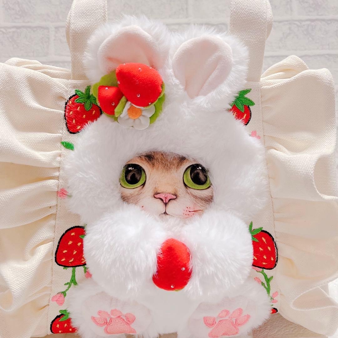 コヤンイサムチョン うさぎ サンダーちゃん のいちご刺繍 フリルトート