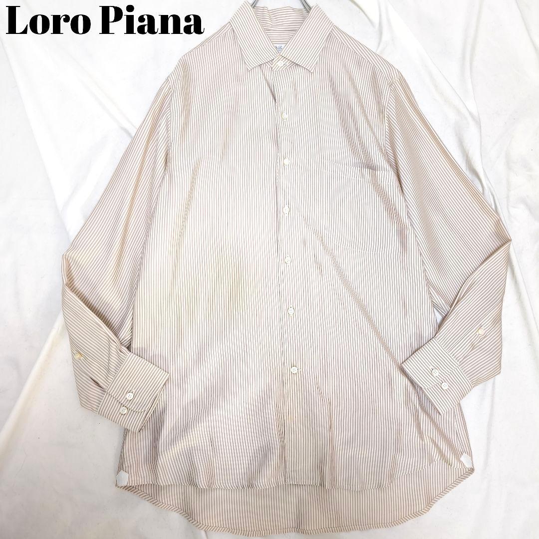美品✨ロロピアーナ シルク100% ストライプシャツ ベージュ M レディス シャツ＆トップス | Loro Piana
