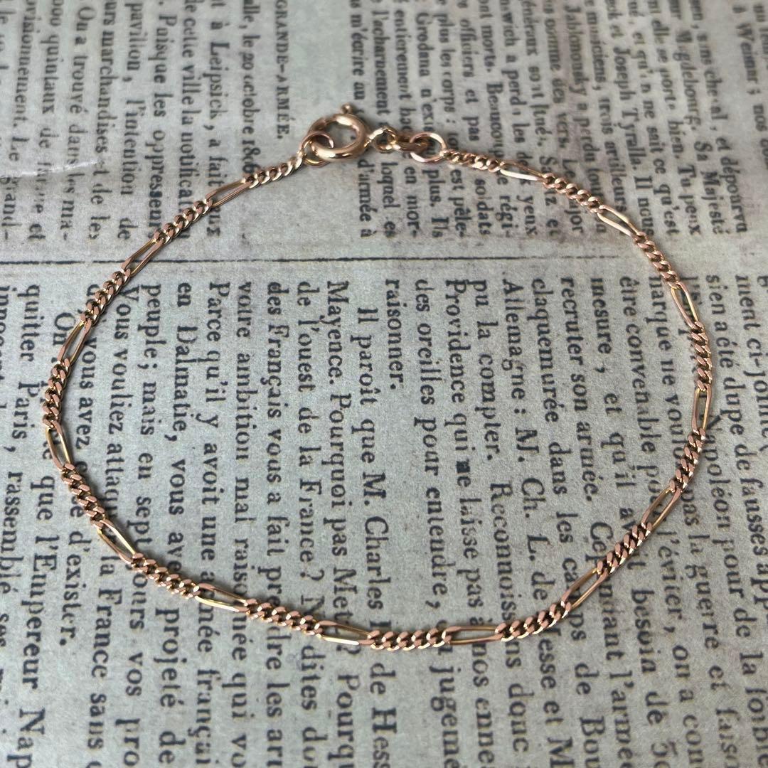 英国 イギリス ヴィンテージ 9k 9金 フィガロチェーン ゴールド