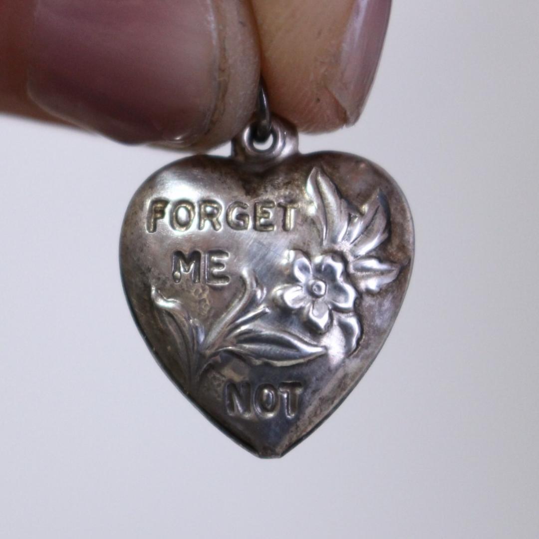 40s スウィートハートジュエリー シルバー チャーム Forget 勿忘草