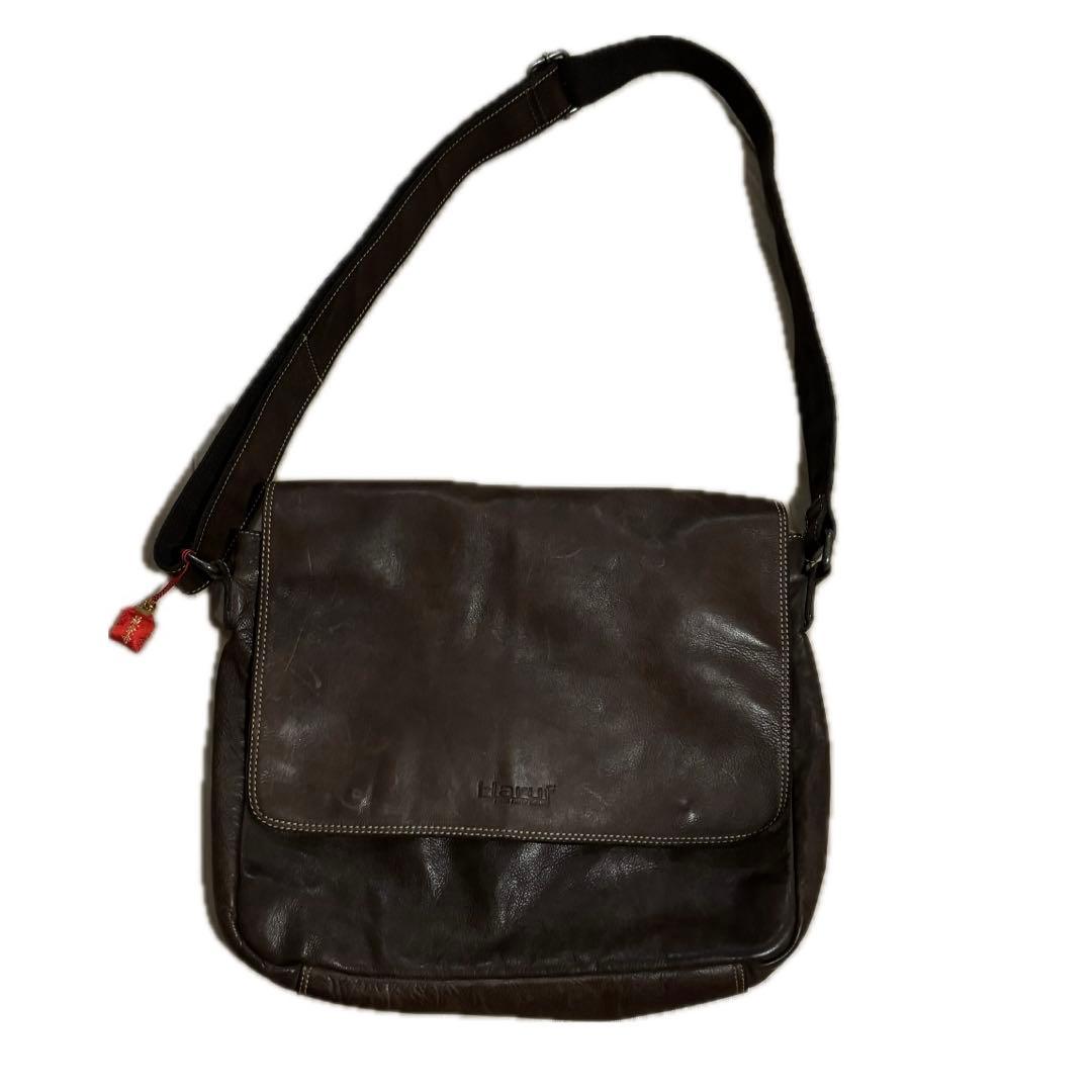 リアルレザー　メッセンジャーバッグ　ブラウン　ワンショルダー　y2k 00s gossip!ロサンゼルス ショルダーバッグ バッグ Y2K 大容量バッグ