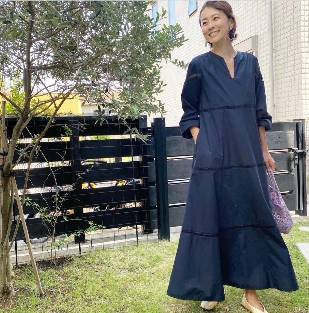 完売希少品【ヌキテパ】五明祐子 ポプリンレースロングドレス コットン