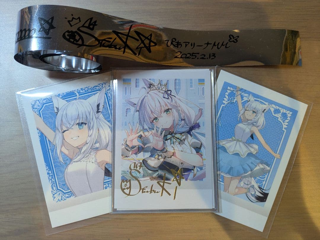 白上フブキ 複製サイン入ブロマイド＋チェキ風カード＋1stライブ銀