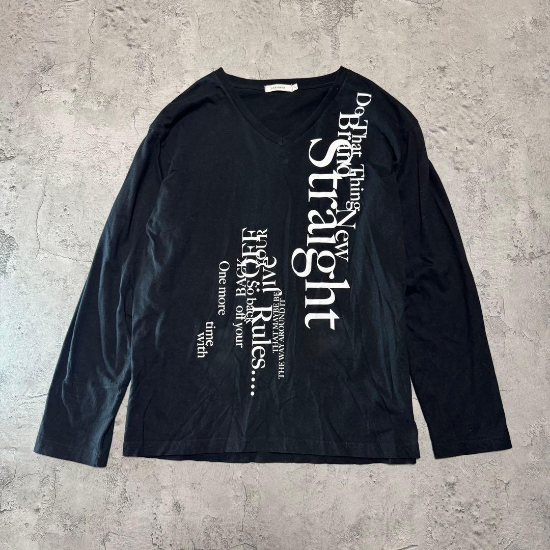 Y2K 英字 Vネック ロンT フェアリー グランジ お兄系 平成 ギャル