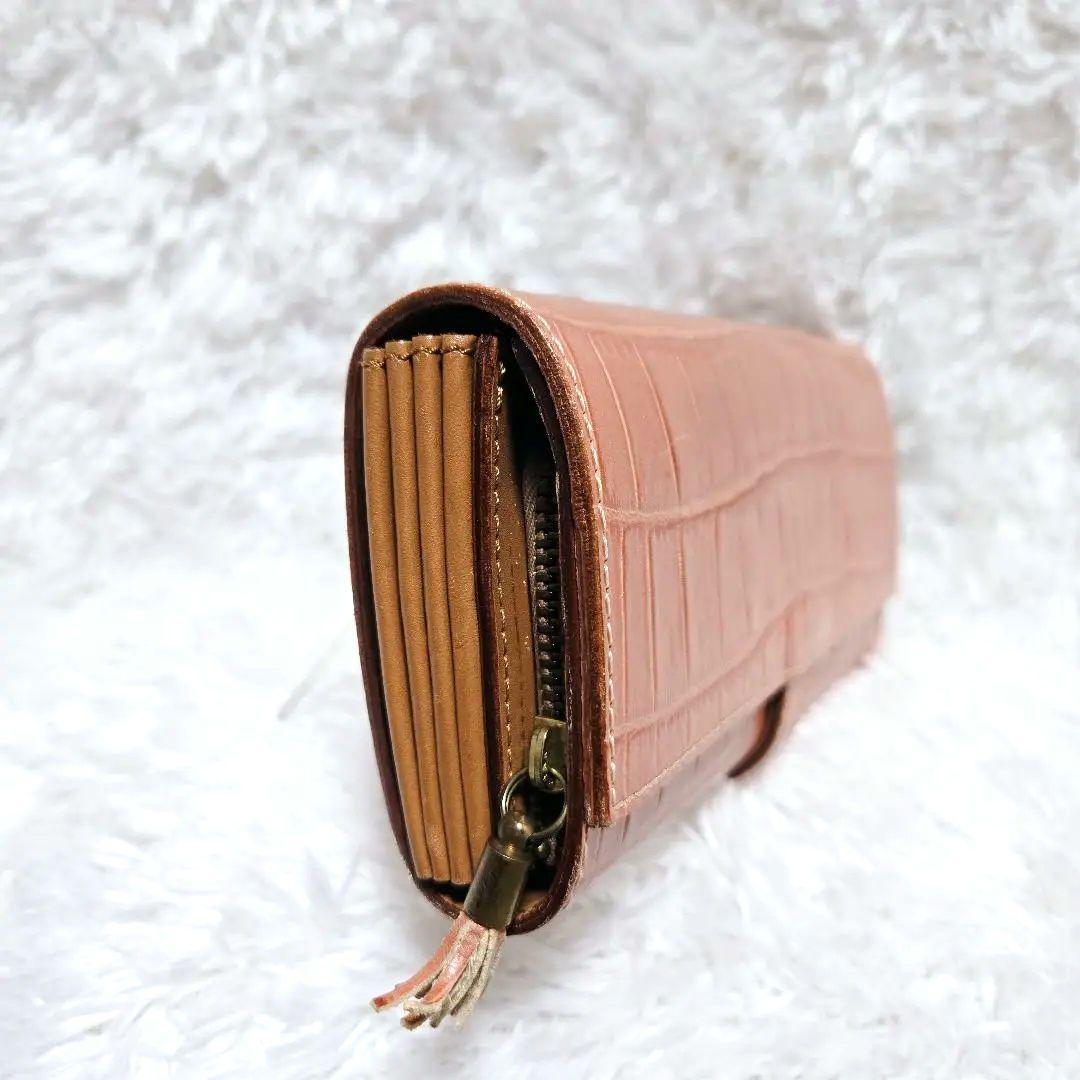 フェリージ 長財布 クロコ型押し 本革 イタリア製 オレンジブラウン 美