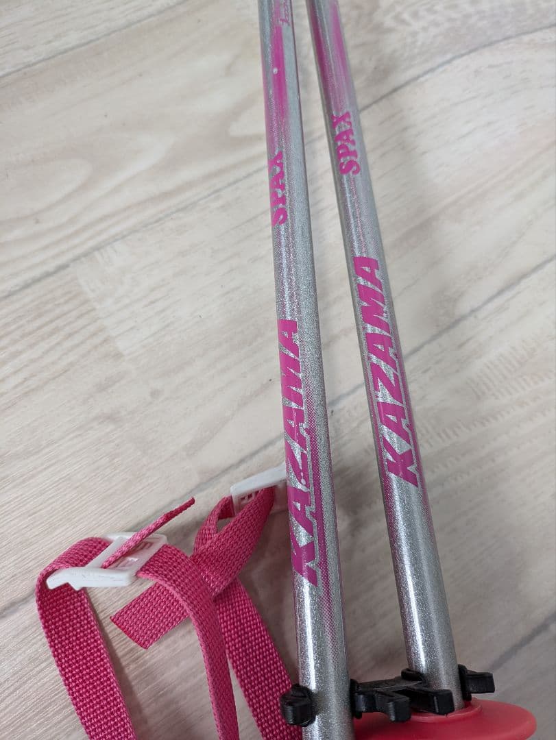 ジュニアスキー KAZAMA スキー板 ✕ 靴 ✕ ストック 3点セット ピンク