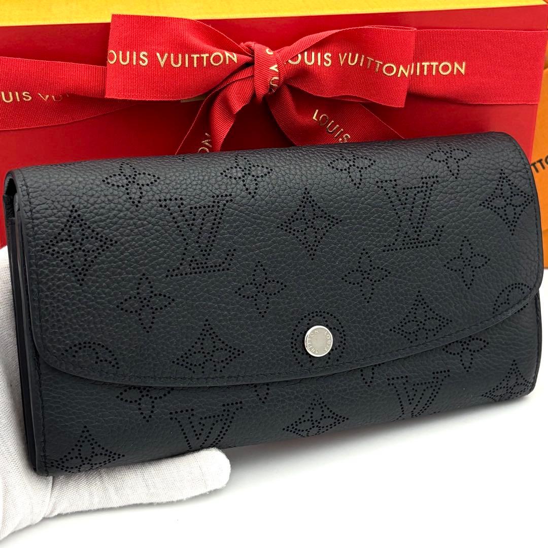 ☆美品☆箱付☆ルイヴィトン 長財布 モノグラムマヒナ ポルトフォイユイリス 黒 極美品】ルイヴィトン 長財布 モノグラムマヒナ ポルトフォイユイリス
