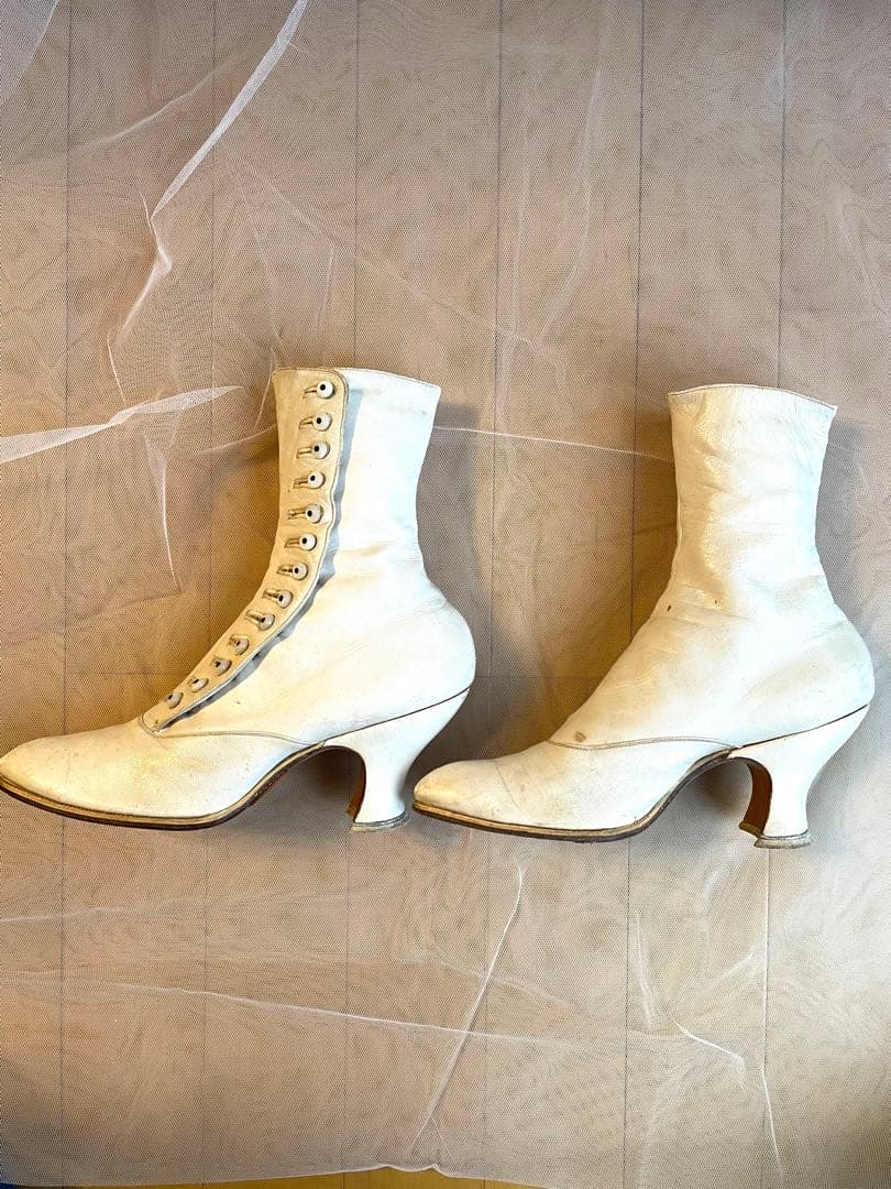 希少 フランスアンティーク ボタンアップブーツ ヴィクトリアン レザー