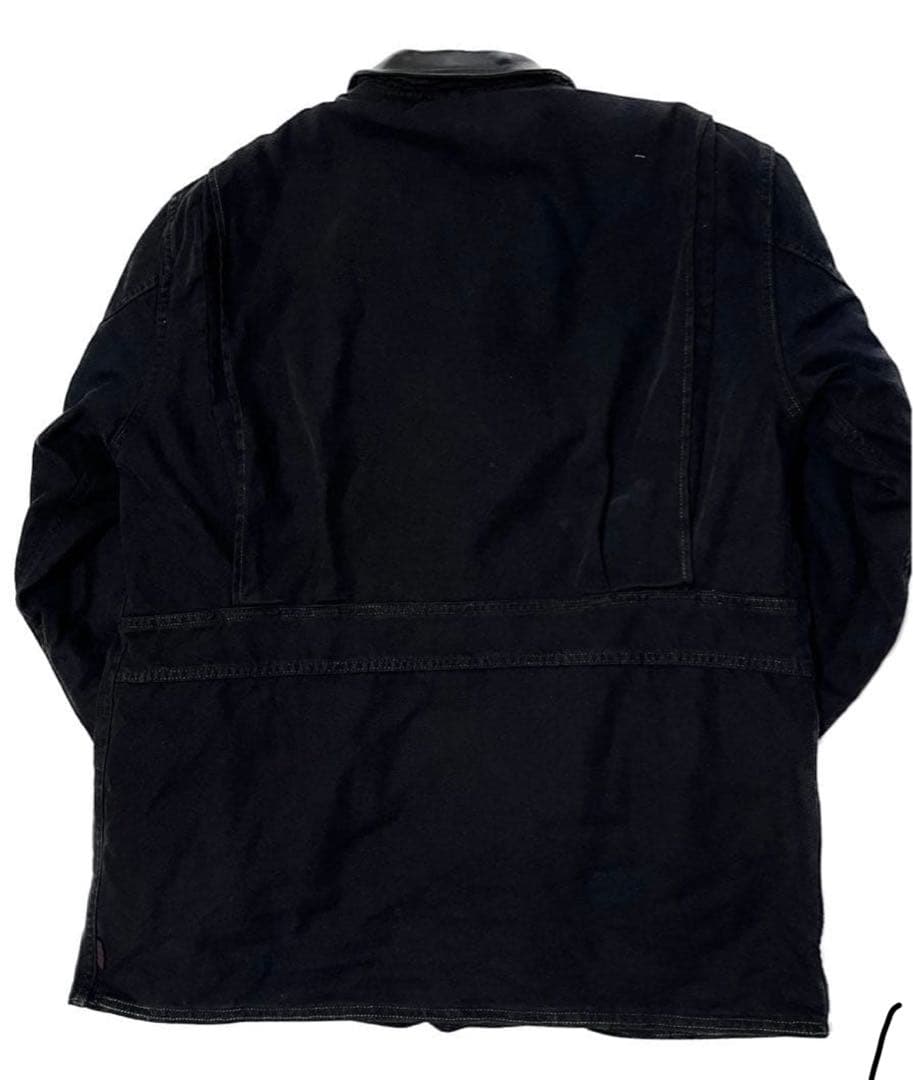 Woolrichブラック コットンダック カバーオール レザー襟 USA製 - メルカリ