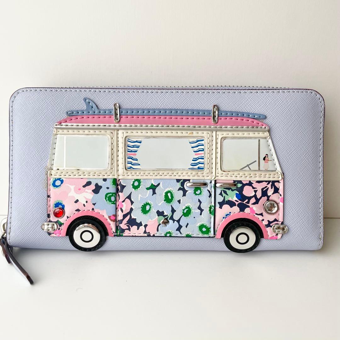 ケイトスペード 長財布 バン バス 車 花柄 モチーフ レザー 新品