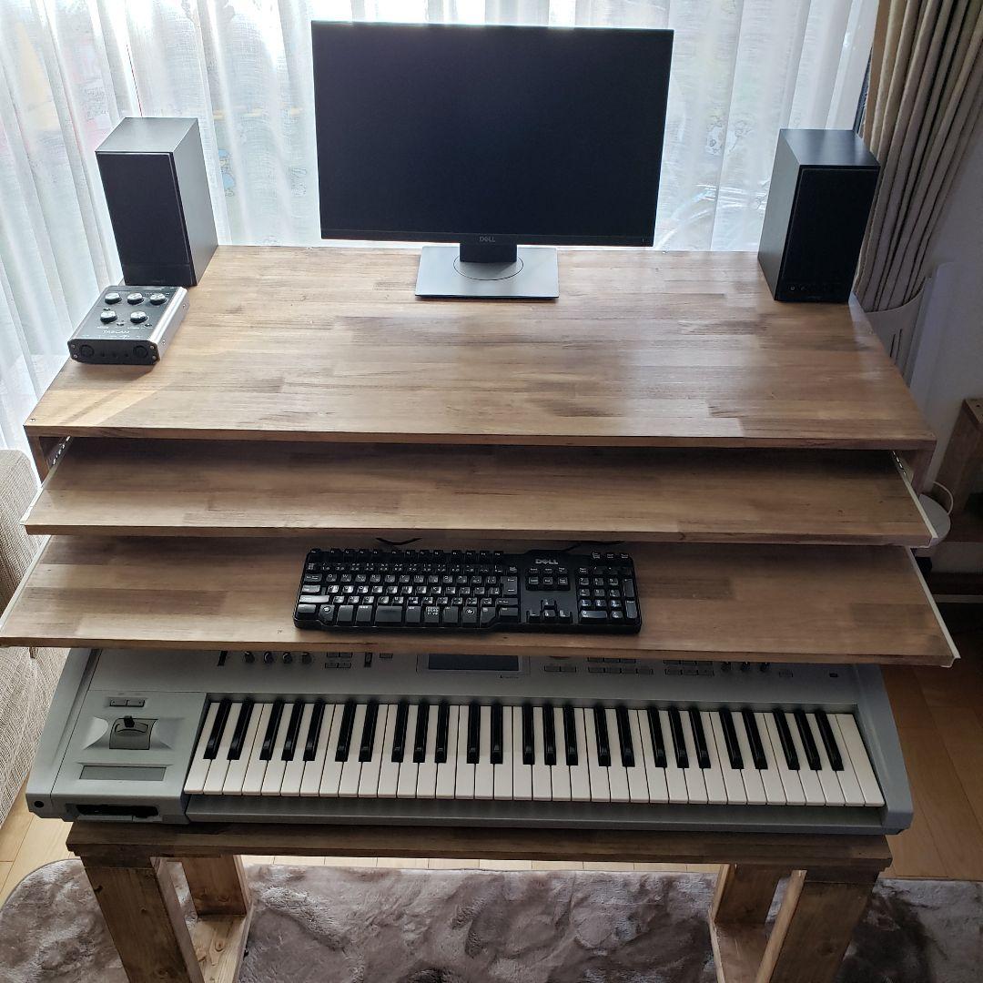 DTMデスク 三段スライドテーブル ウォールナットワックス - メルカリ