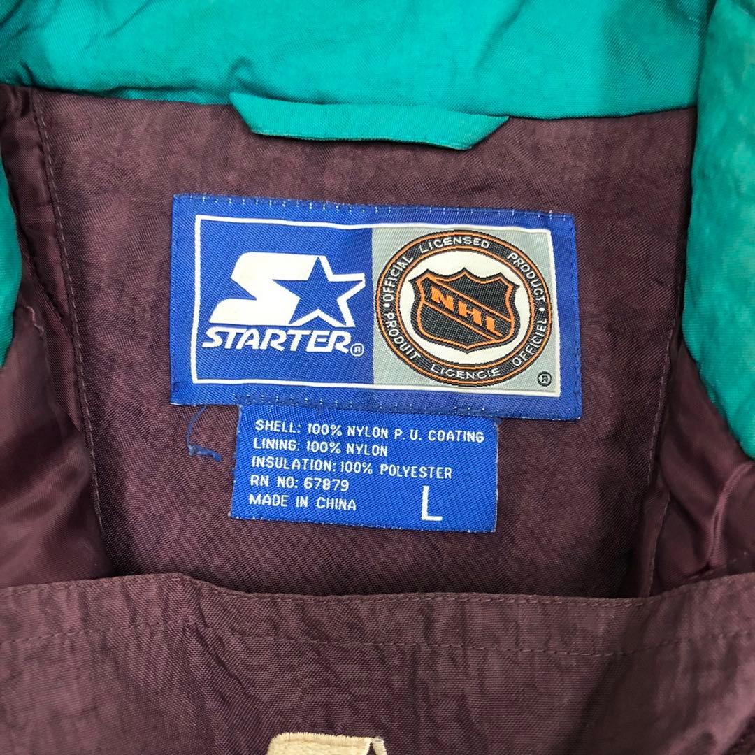 NHL マイティダックス 総刺繍ロゴ ハーフジップ 中綿入り ナイロン