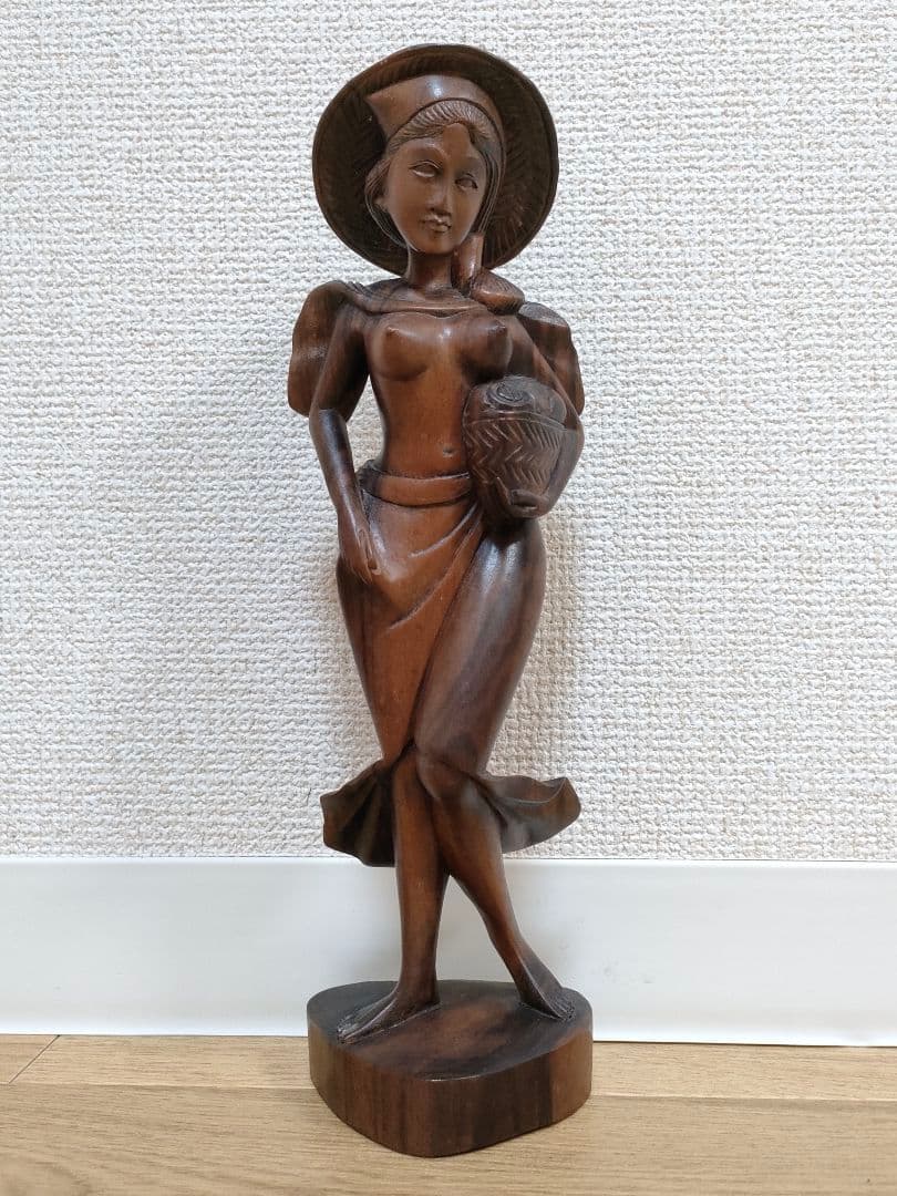 美品】アジアン 置き物 裸婦像 木彫り 民族工芸 インドネシア バリ