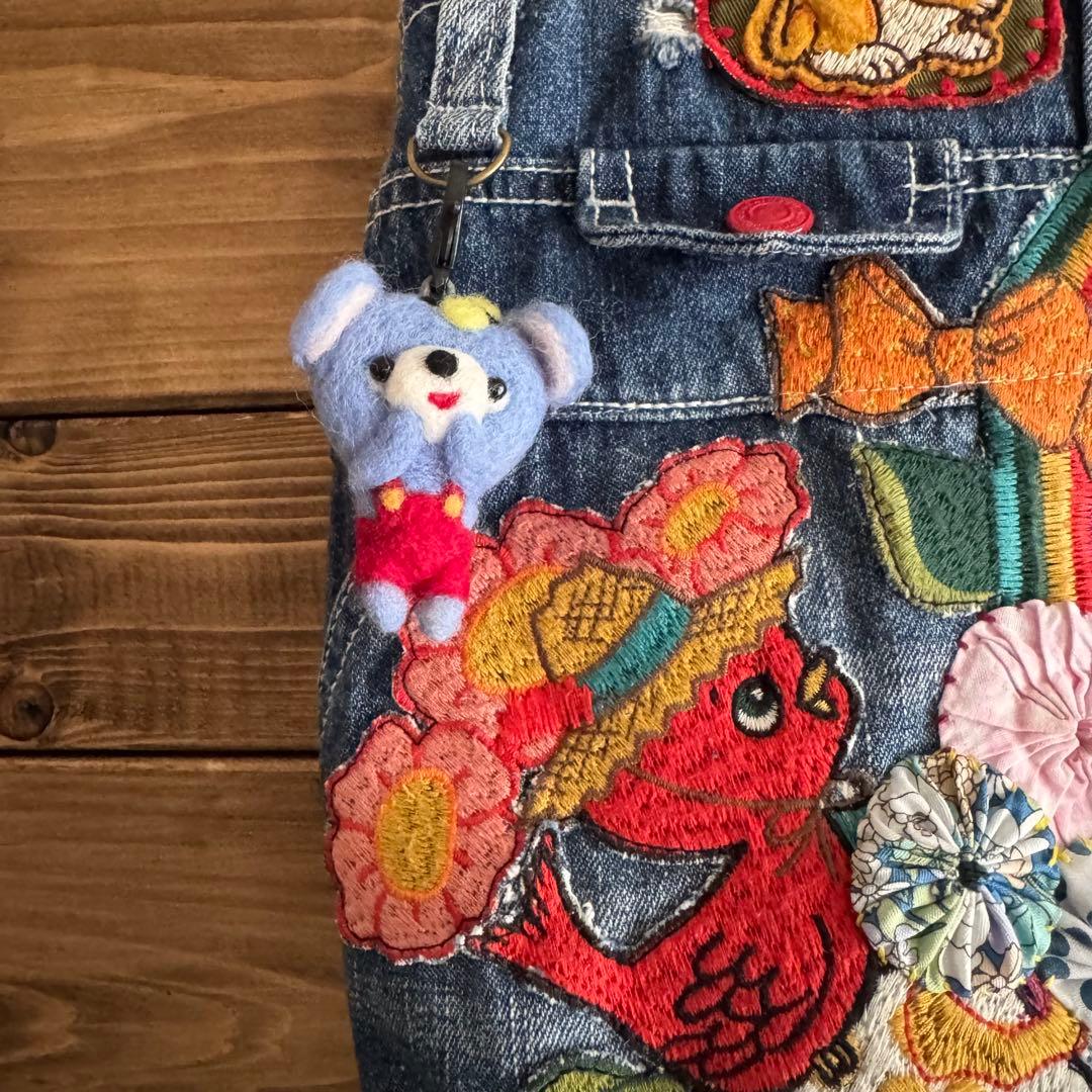 ハンドメイド デニムリメイク バッグ レトロアニマル ヨーヨーキルト