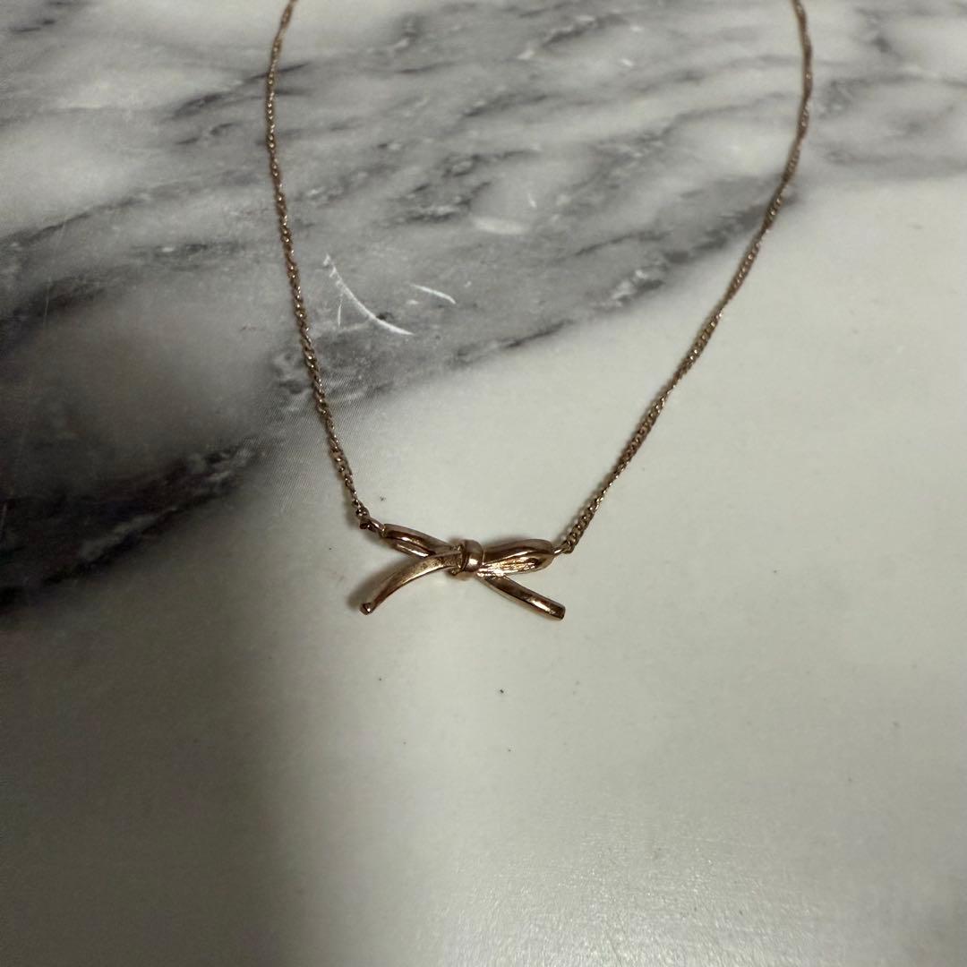 ete リボン ネックレス ピンクゴールド - メルカリ