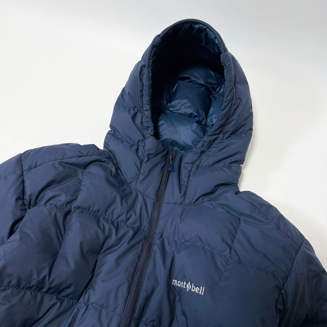 美品》モンベル ネージュダウンパーカ ドローコード ネイビー メンズL