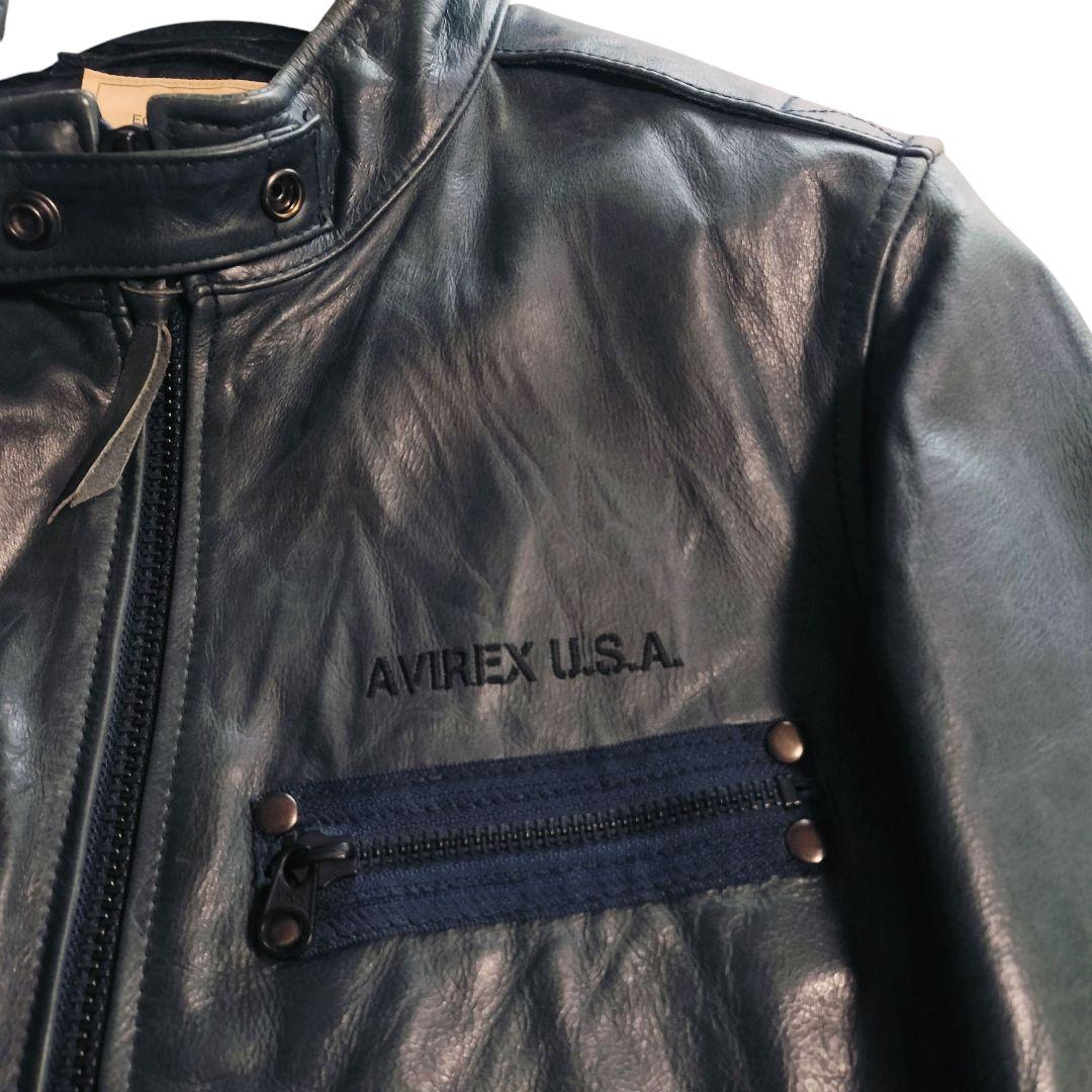 希少カラー✨】AVIREX アヴィレックス レザージャケット グリーン牛革