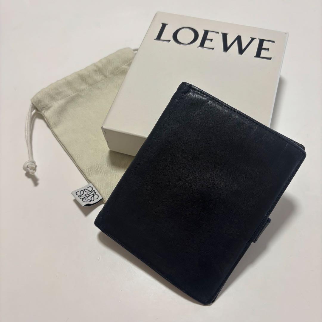 【定価¥95600】LOEWE ニつ折り財布 ブラック ロエベ 本革《超激レア》