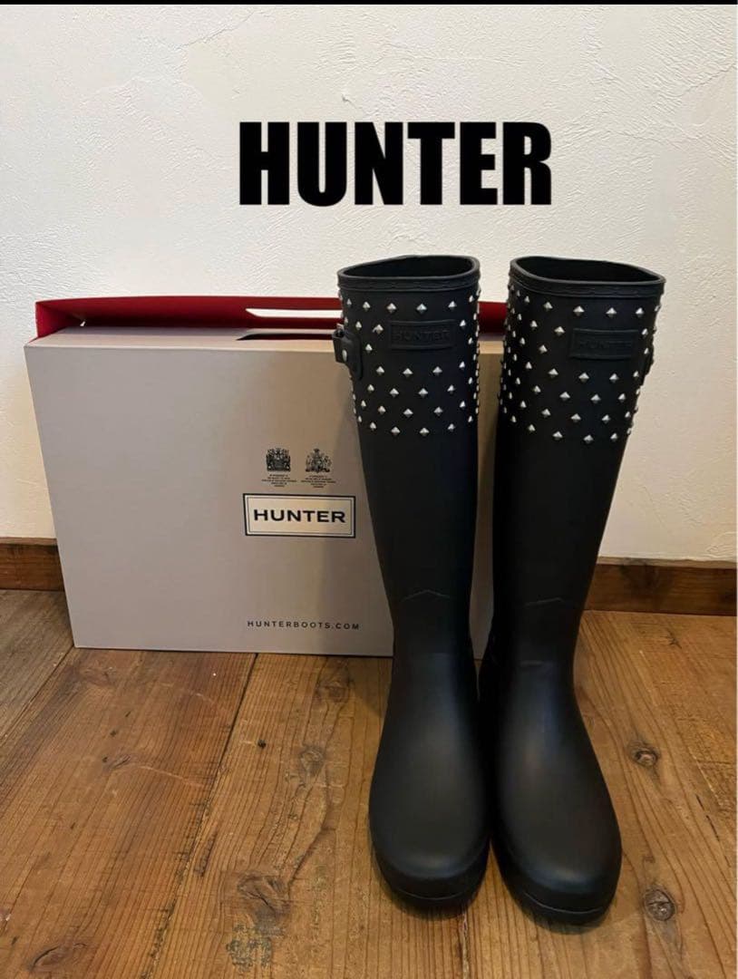 HUNTER スタッズ付き ブラックレインブーツ おしゃれ 梅雨時期にぴったり⭐︎ レディース シューズ| ハンターブーツ(Hunter Boots)公式オンラインストア