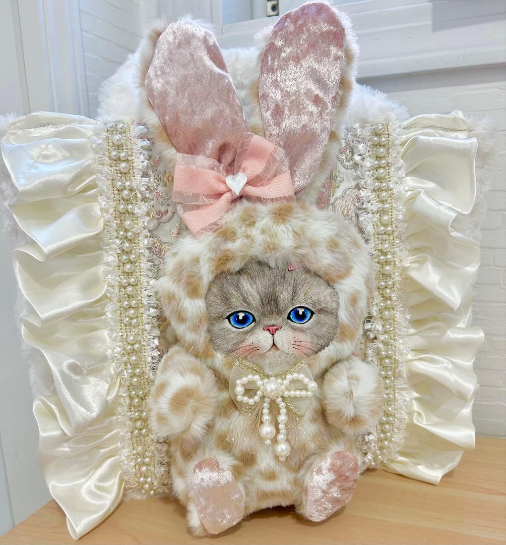 し*ん様 コヤンイサムチョン インド刺繍生地 ルミちゃん ふわふわ ラウンドトー コヤンイサムチョン サイドポケットトートバッグ ピンク ルミちゃん