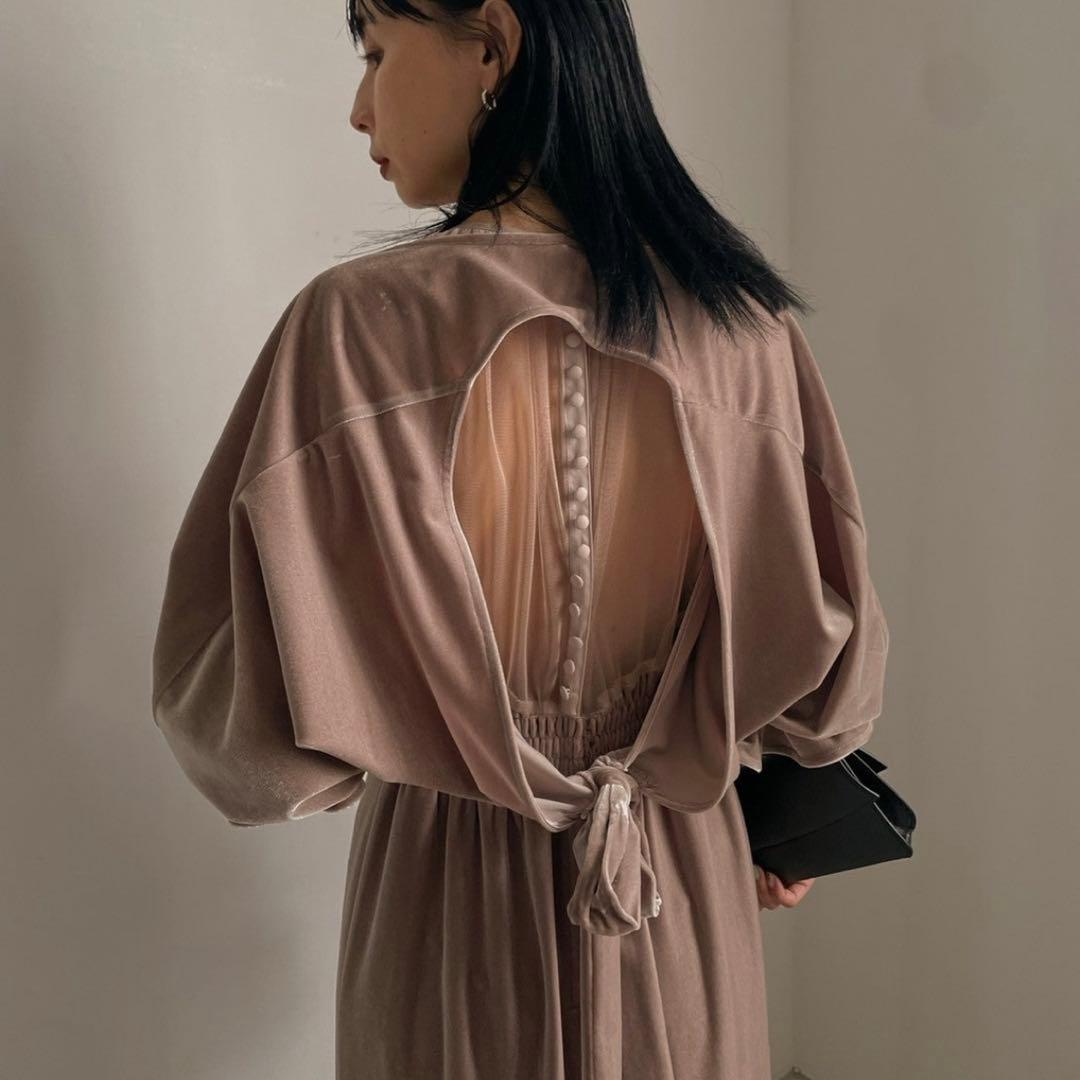 スーツ・フォーマル・ドレス Ameri Vintage 2WAY CURVE VELOURS DRESS my closet / 2WAY CURVE VELOURS DRESS bk1