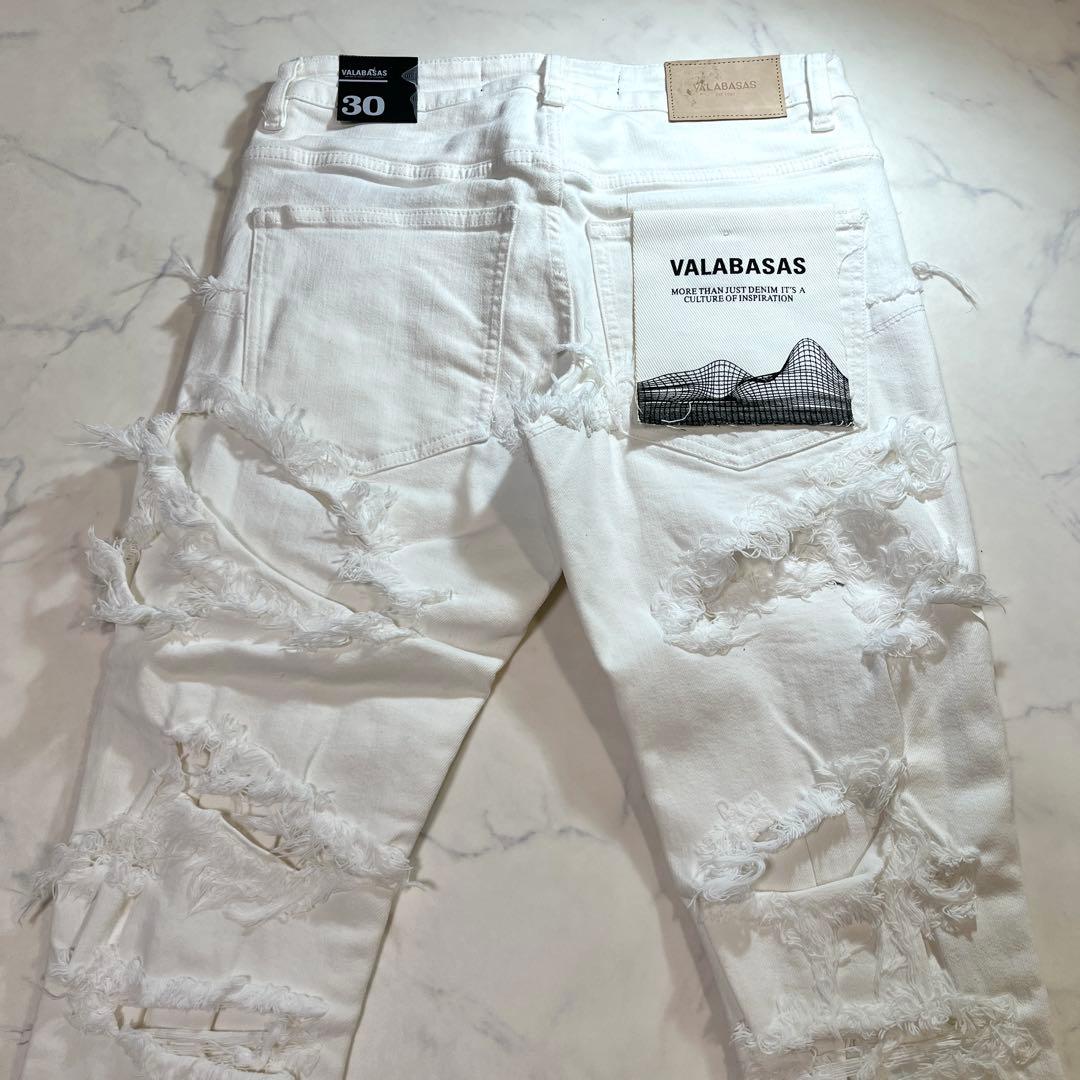 専用valabasas ハードクラッシュスキニーフレアデニム ホワイト30