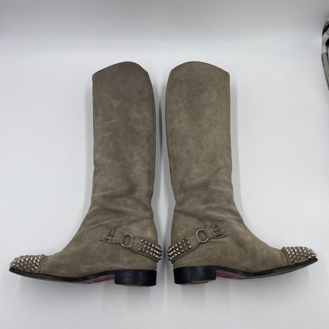 クリスチャンルブタン　スウェード　スパイク　ロングブーツ　24.5cm