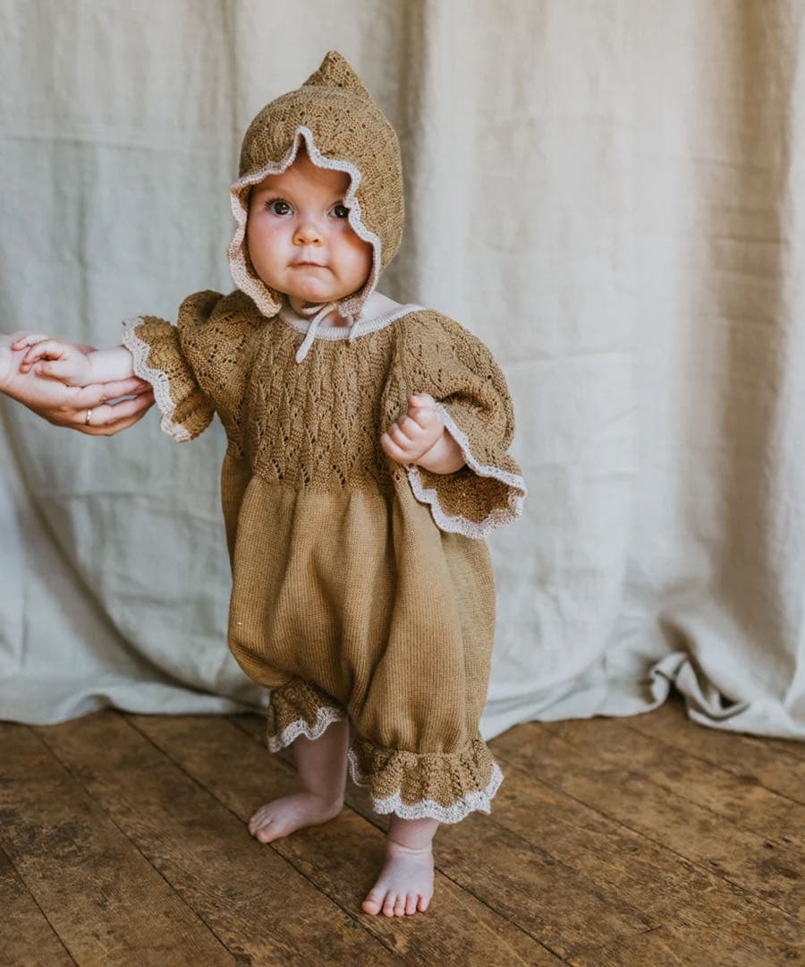 MABLI 小人ロンパース ボンネット 2点セット - メルカリ