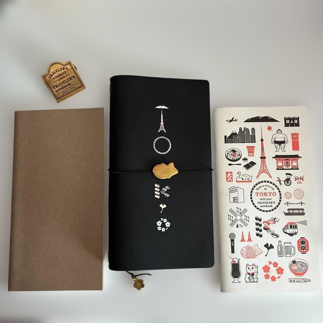 トラベラーズノートTOKYO EDITION黒 リフィル・ブラスチャームクリップ トラベラーズノート TOKYO EDITION