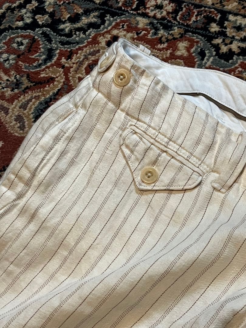 専用Polo by Ralph Lauren ストライプスラックス アイボリー 80's Polo Ralph Lauren ストライプ柄 2タックパンツ “USA製